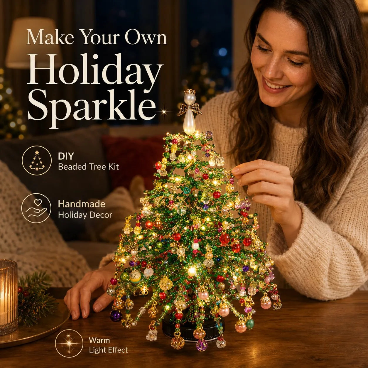 🎄 DIY Beaded Christmas Tree Kit – Create Your Own Sparkling Holiday Decoration