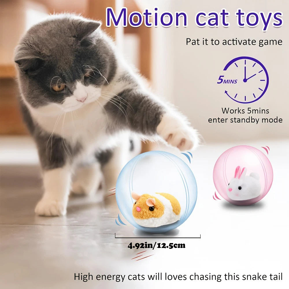 💥 LAST DAY 49% OFF - Electric Rolling Hamster Ball Toy for Cats Interactive Indoor Pet Exercise Toy