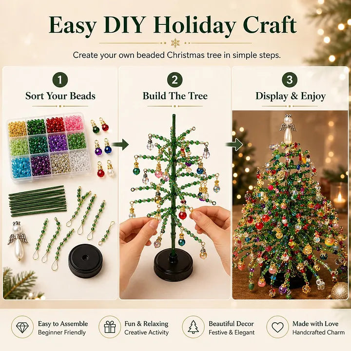 🎄 DIY Beaded Christmas Tree Kit – Create Your Own Sparkling Holiday Decoration